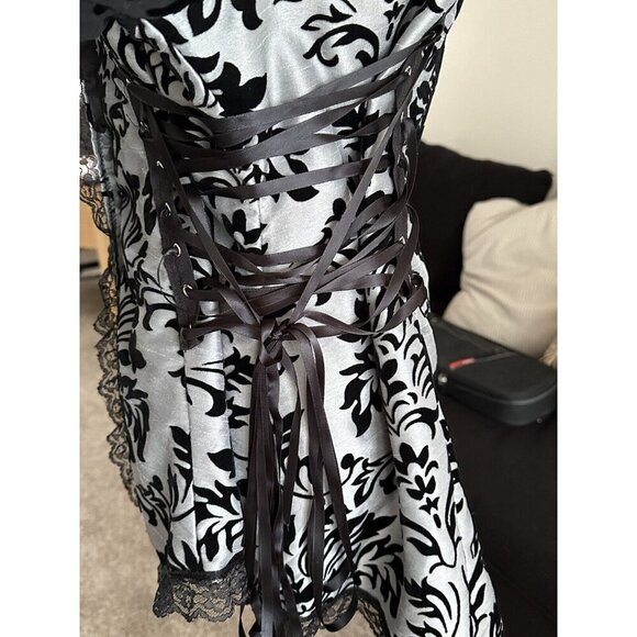 CYKXTEES Creative Brand Corset Blouse Sheer Sleeves Velvet Collar Long Tail - Picture 5 of 16